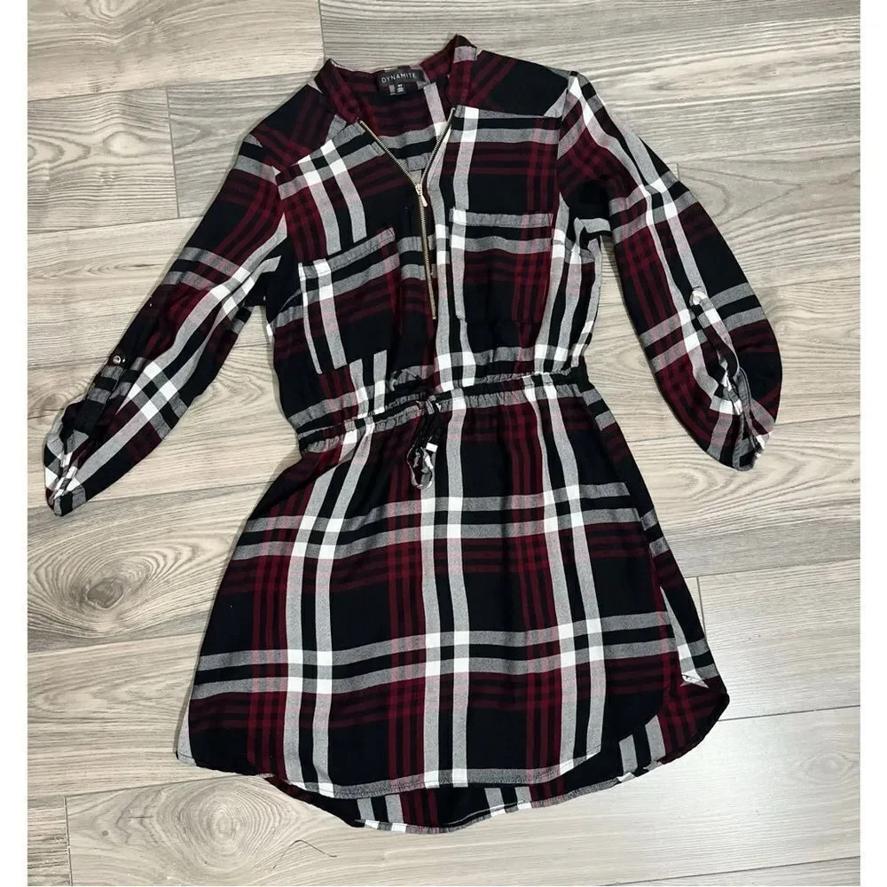 Dynamite Plaid drop waist Dress Size S